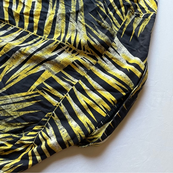 DOUBLE RAINBOUU black yellow leaf tree tropical print button up shirt - Picture 3 of 5
